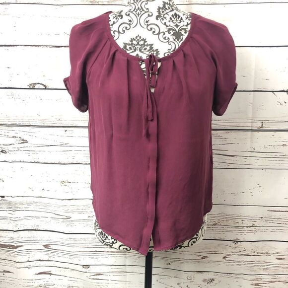 Joie Silk Blouse Button Up Shirt Burgundy XS - Picture 1 of 10